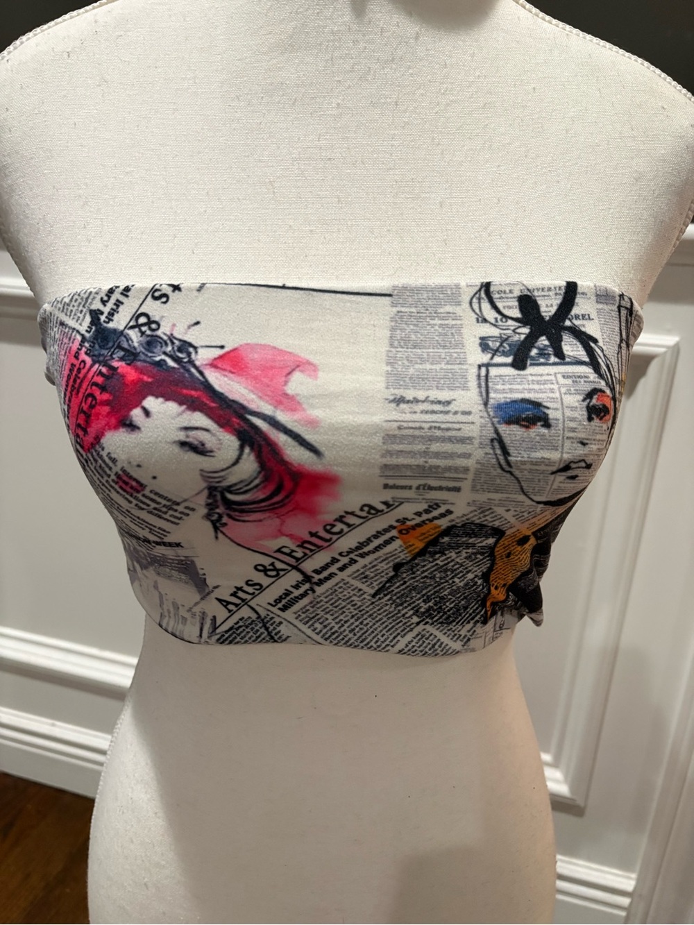 Better Be Y2K Newspaper Print Bandeau Tube Top grunge Rave